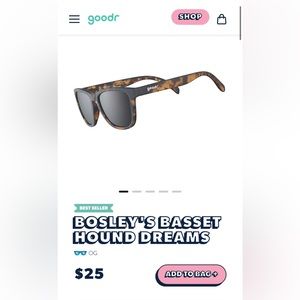 Brand NEW! Never worn. Goodr BOSLEY'S BASSET HOUND DREAMS sunglasses.